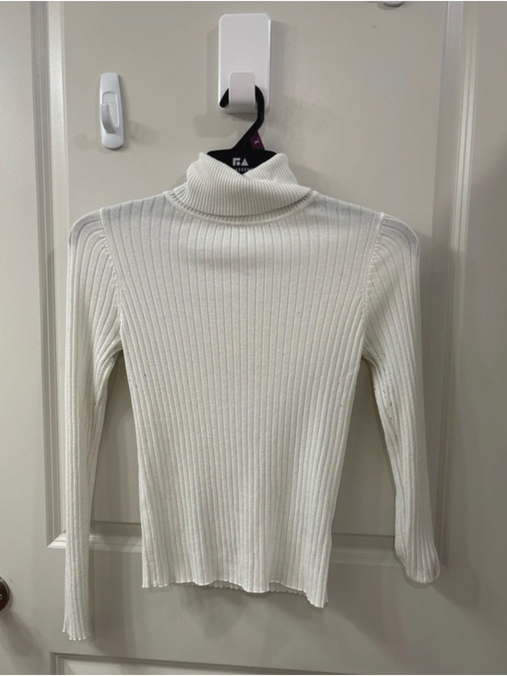 SHEIN Cream Ribbed Cowl Turtleneck